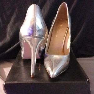 Shiny Silver Stiletto Heels